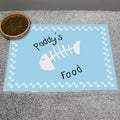 Personalised Blue Fish Bone Cat Pet Bowl Mat | Pet Gifts | Inspired Creative Gifts