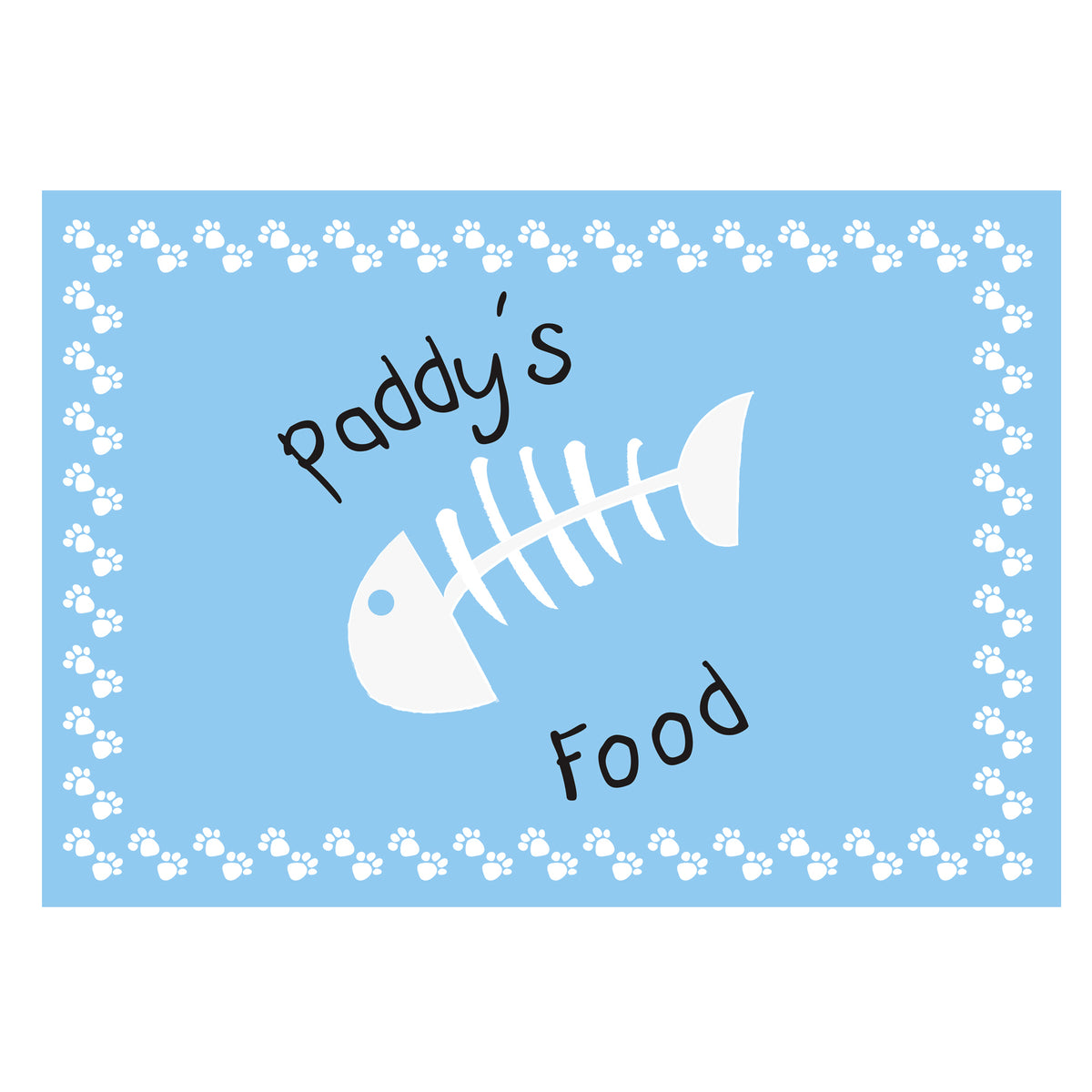 Personalised Blue Fish Bone Cat Pet Bowl Mat | Pet Gifts | Inspired Creative Gifts