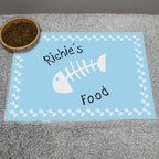 Personalised Blue Fish Bone Cat Pet Bowl Mat | Pet Gifts | Inspired Creative Gifts