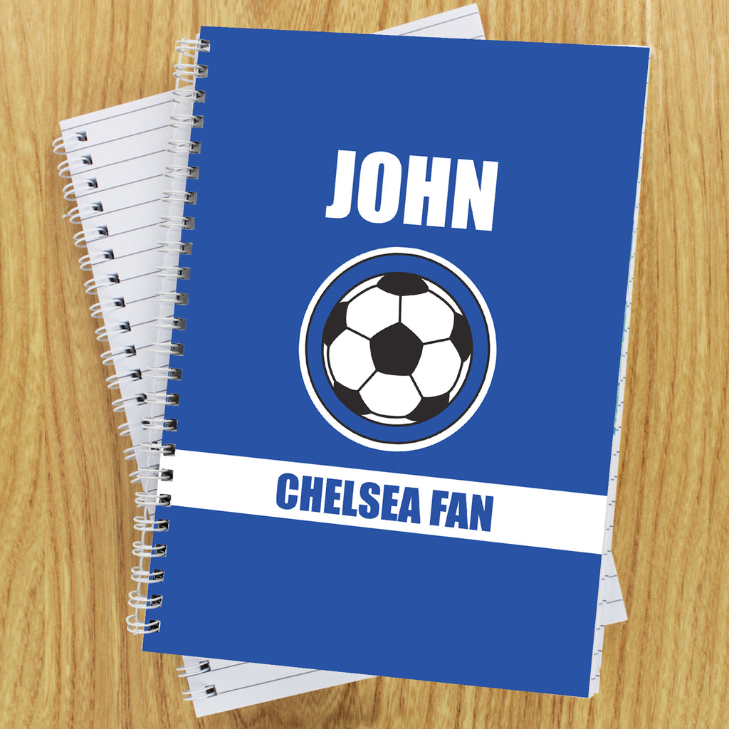 Personalised Dark Blue Football Fan A5 Notebook | Stationery & Pens | Christmas Gift