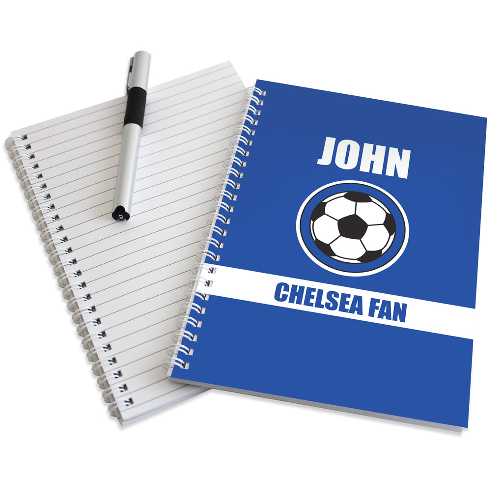 Personalised Dark Blue Football Fan A5 Notebook | Stationery & Pens | Christmas Gift