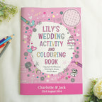 Personalised Pink A4 Wedding Activity & Colouring Book for Wedding