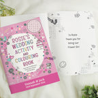 Personalised Pink A4 Wedding Activity & Colouring Book for Wedding