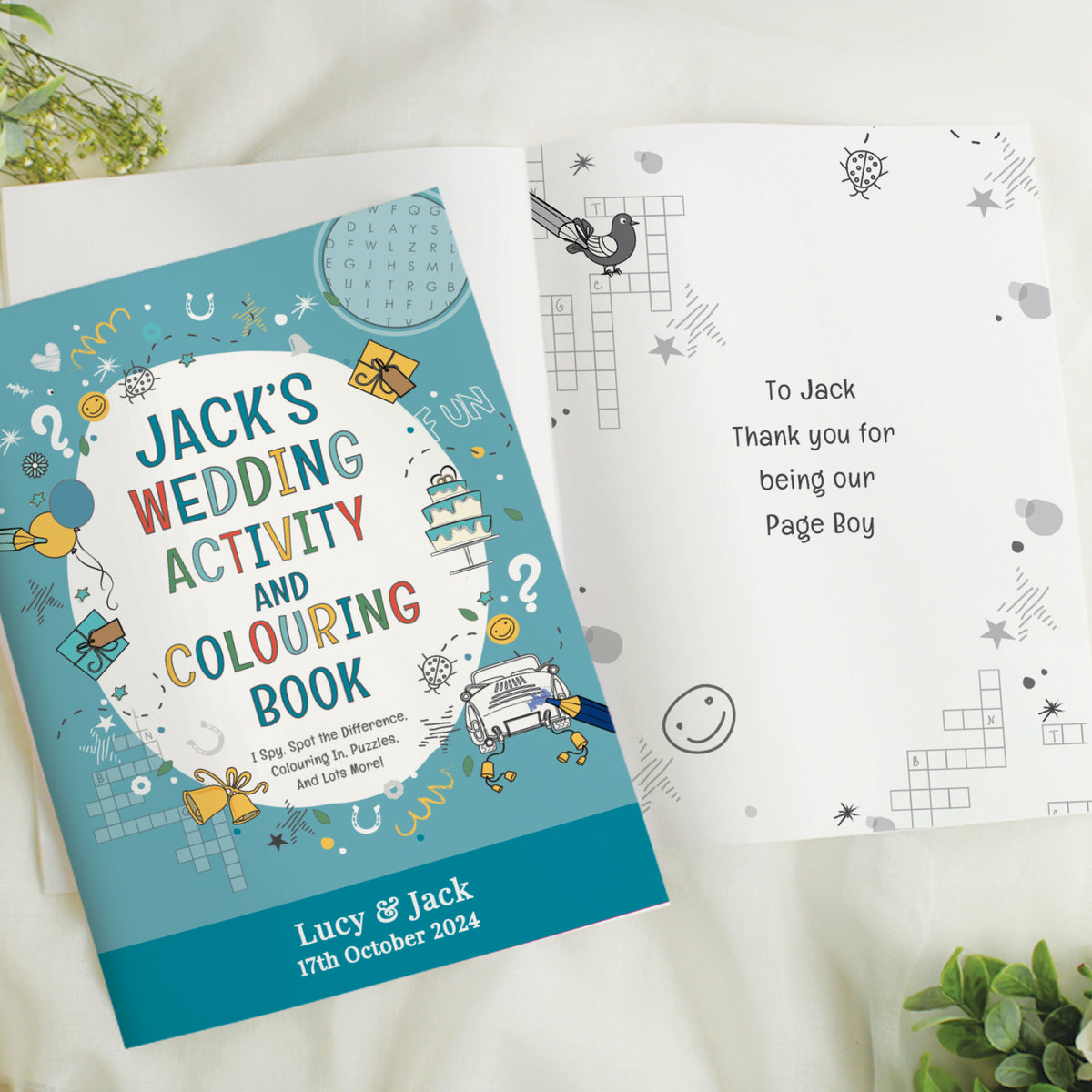 Personalised Blue A4 Wedding Activity & Colouring Book | Books | Wedding Gift