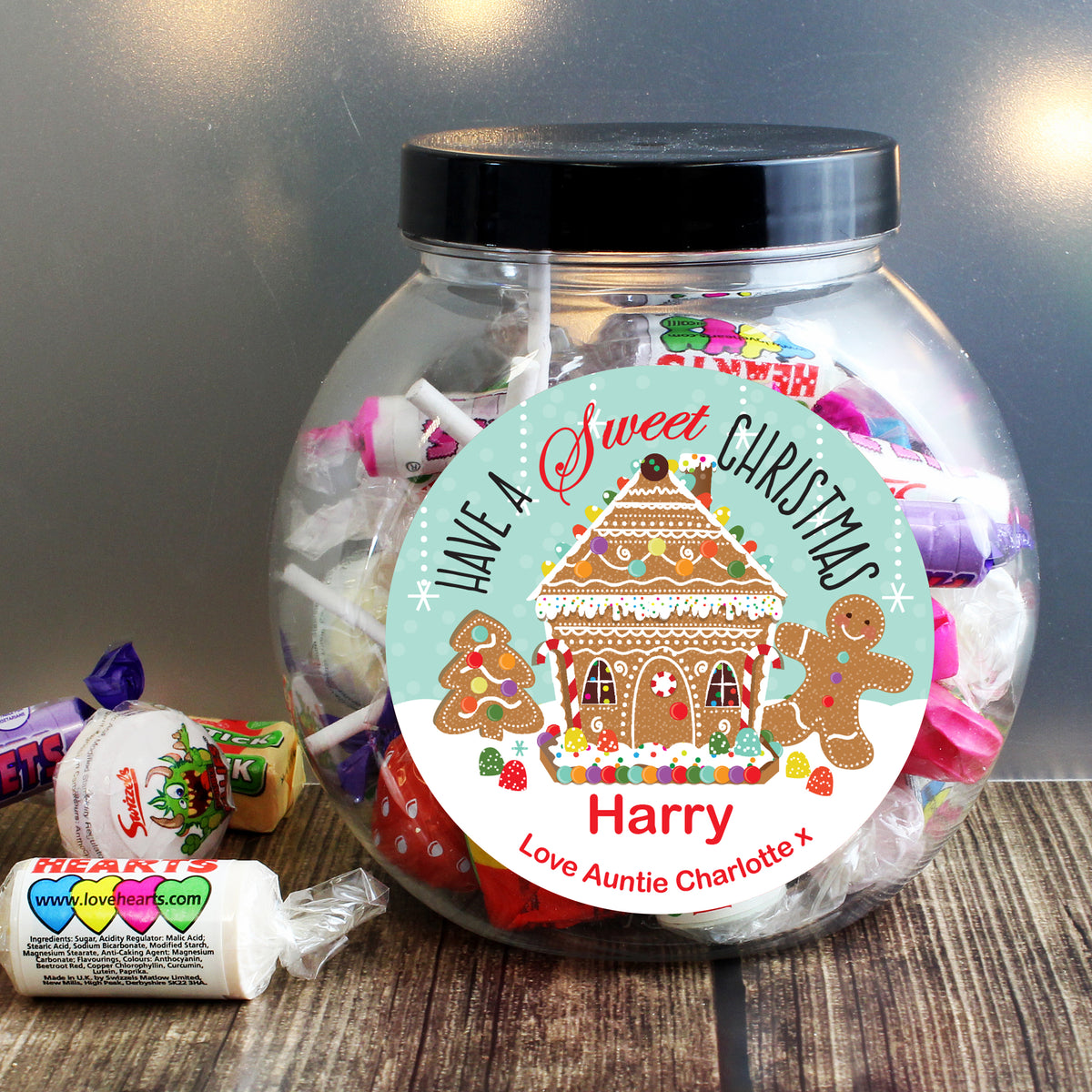 Personalised Gingerbread House Sweet Jar | Confectionery