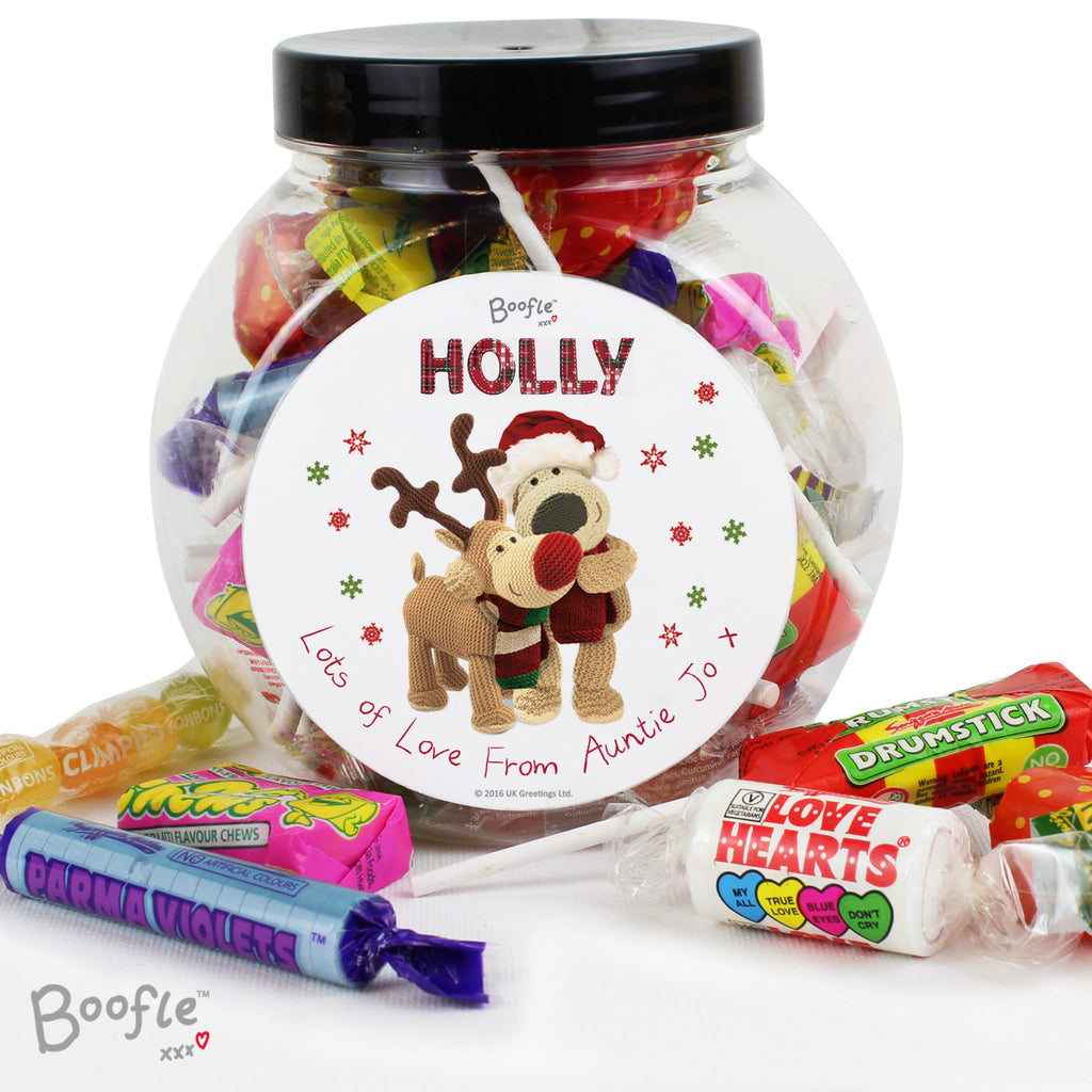 Personalised Boofle Christmas Reindeer Sweet Jar | Confectionery