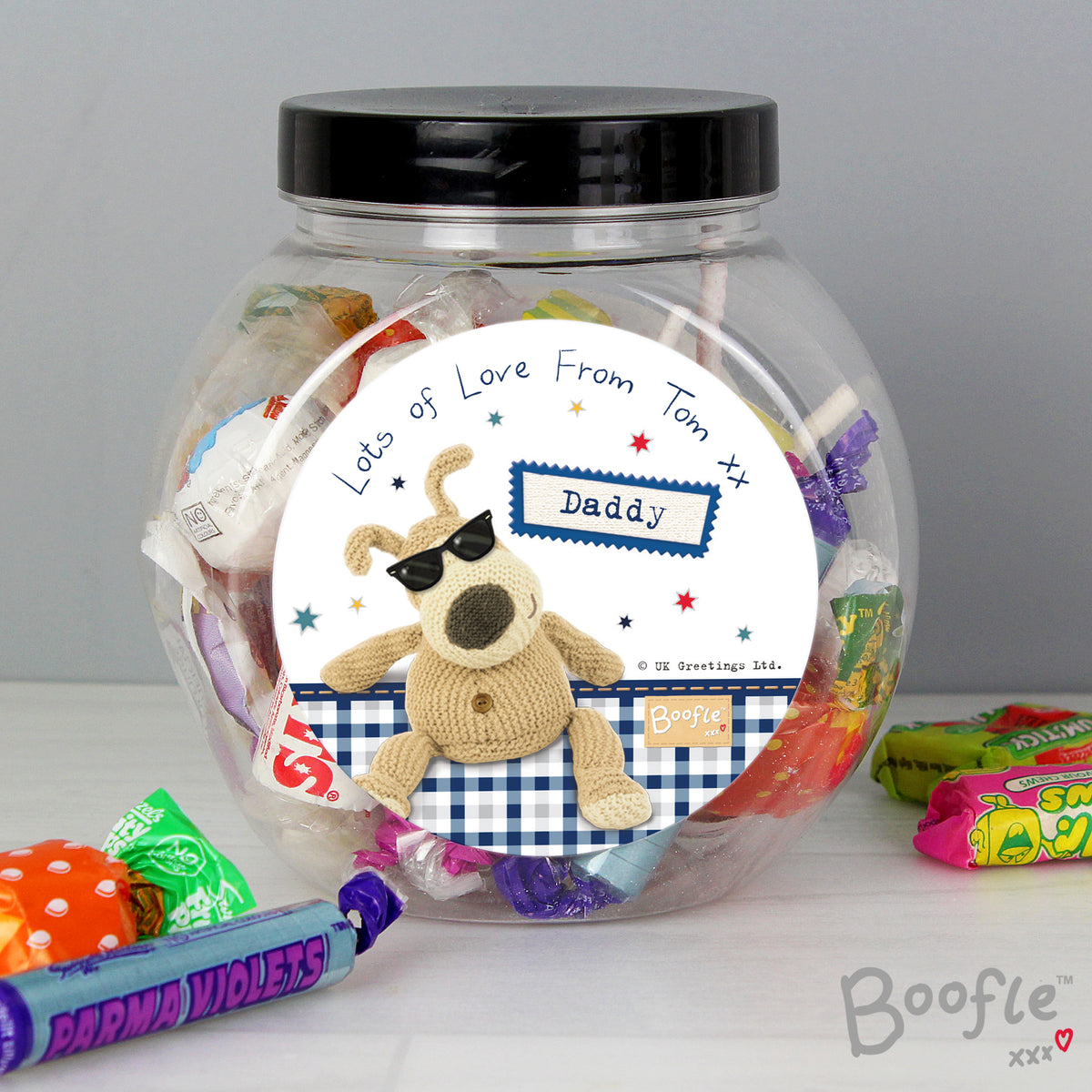 Personalised Boofle Stars Sweet Jar for Christmas