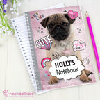 Personalised Rachael Hale Doodle Pug A5 Notebook | Stationery & Pens