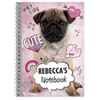 Personalised Rachael Hale Doodle Pug A5 Notebook | Stationery & Pens