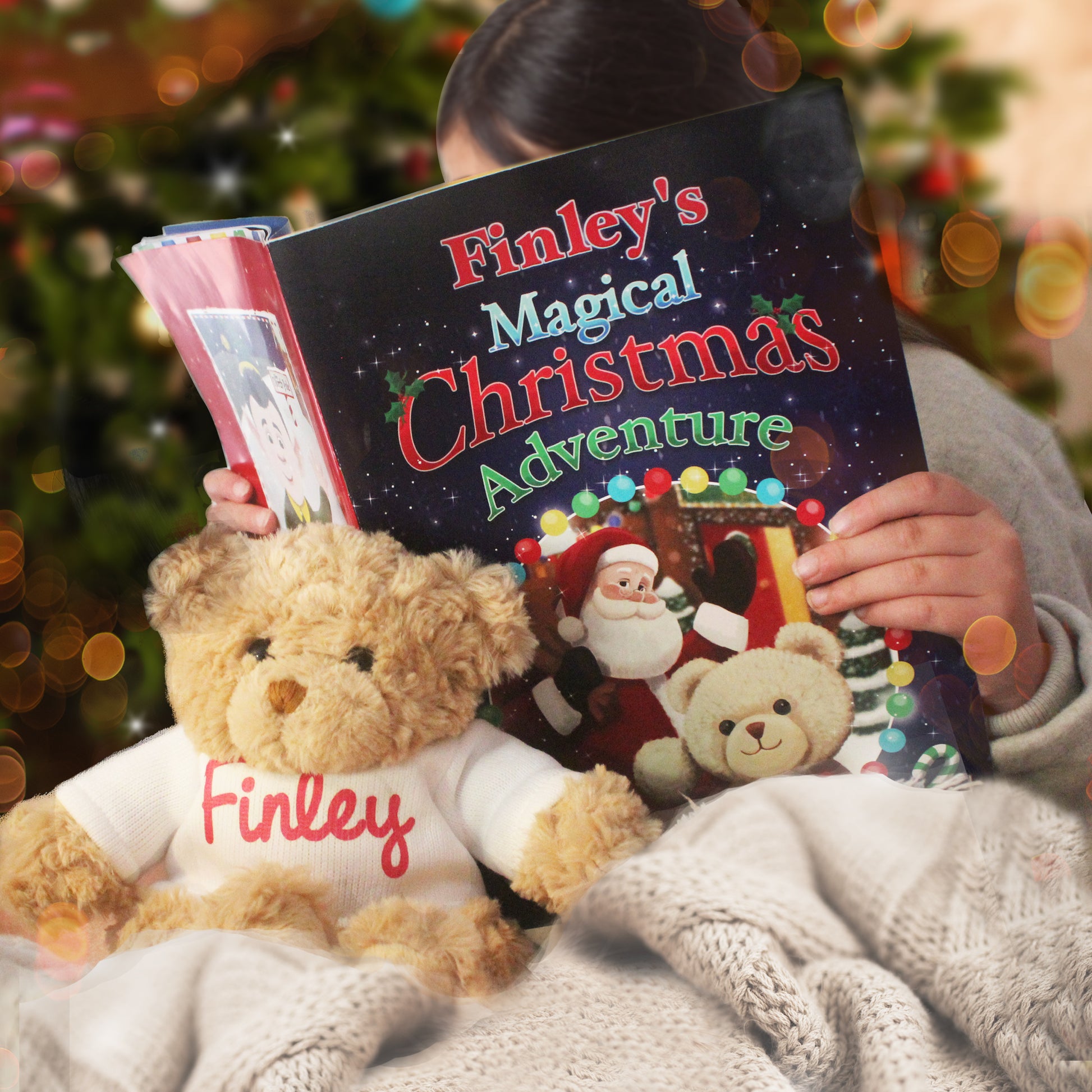 Personalised Magical Christmas Adventure Story Book and Personalised Teddy Bear - Plush Soft Toy - Inspired Creative Gifts