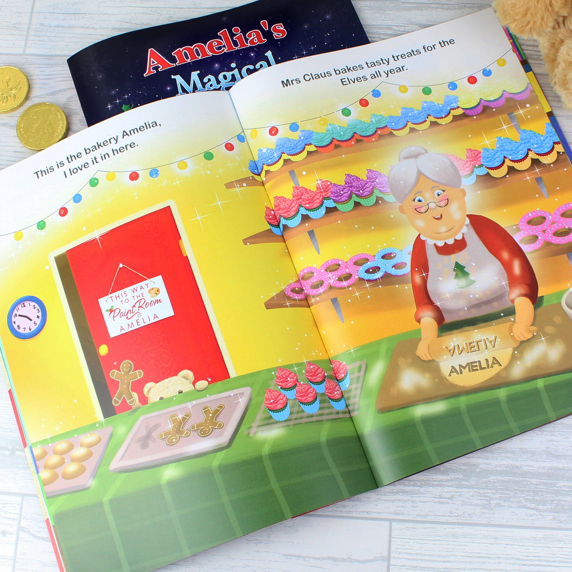 Personalised Magical Christmas Adventure Story Book and Personalised Teddy Bear - Plush Soft Toy - Inspired Creative Gifts