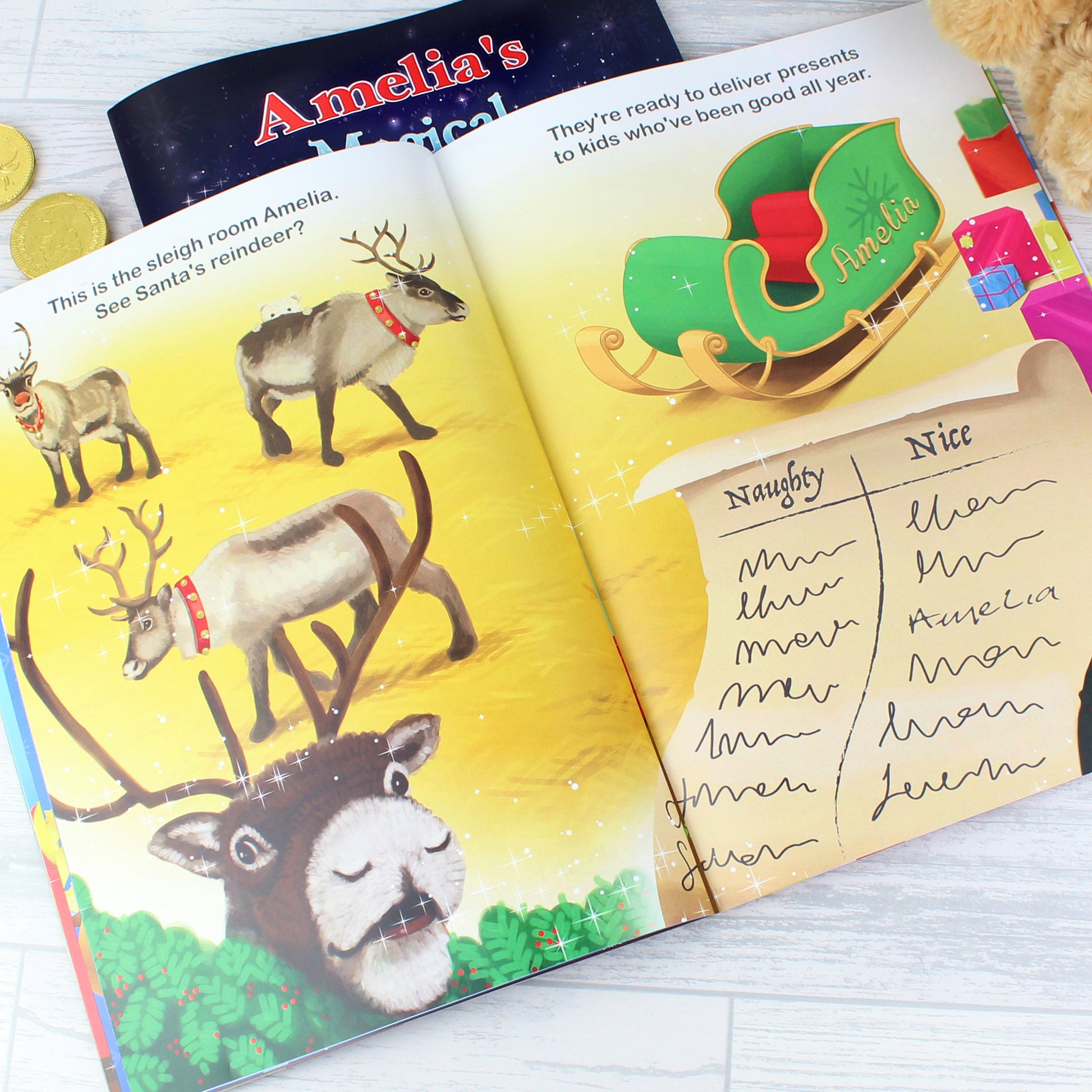Personalised Magical Christmas Adventure Story Book and Personalised Teddy Bear - Plush Soft Toy - Inspired Creative Gifts