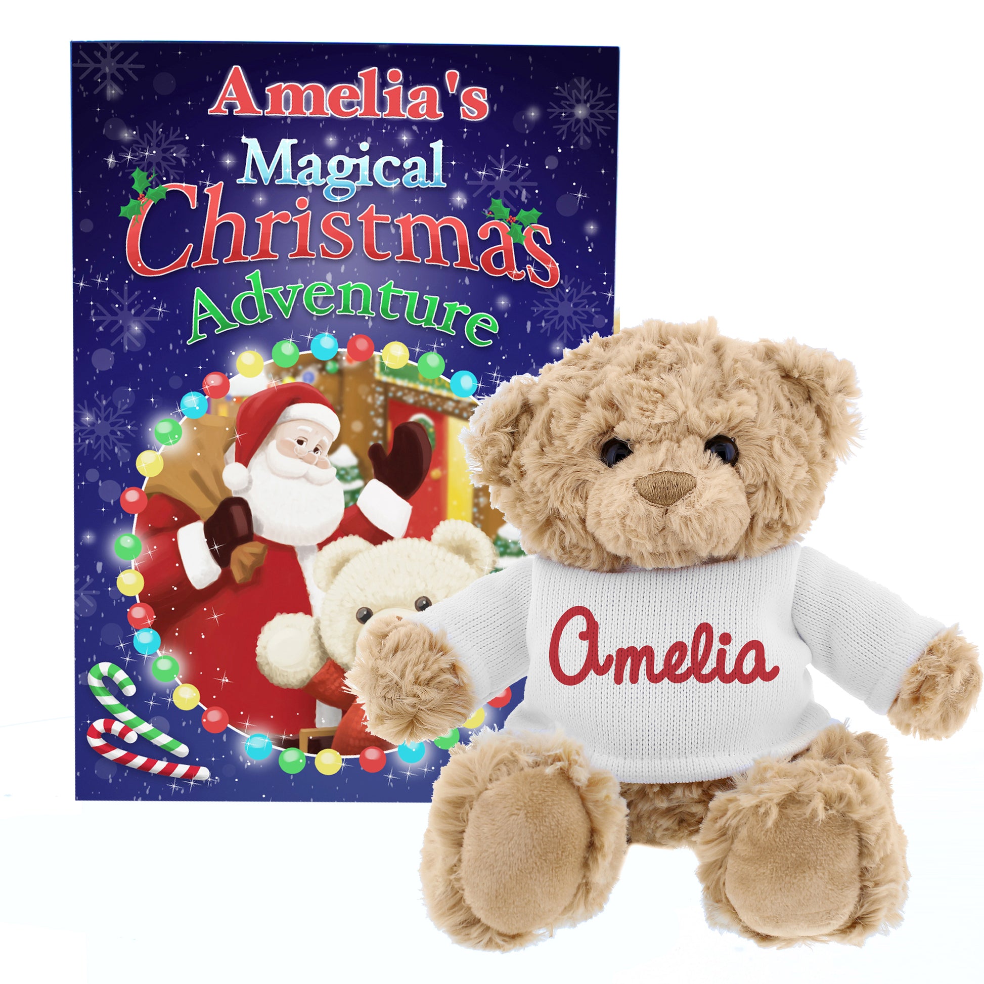 Personalised Magical Christmas Adventure Story Book and Personalised Teddy Bear - Plush Soft Toy - Inspired Creative Gifts