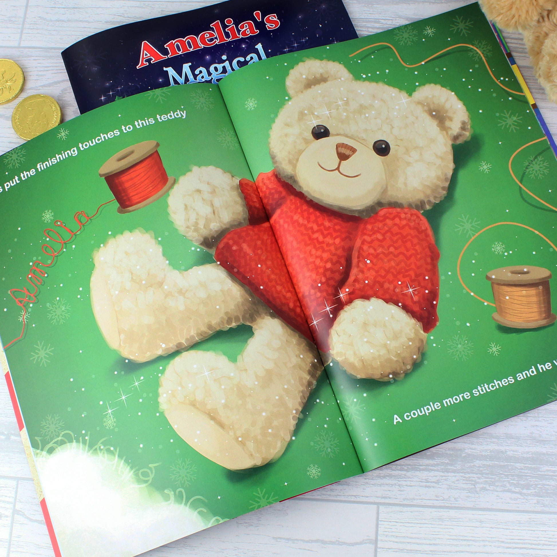 Personalised Magical Christmas Adventure Story Book and Personalised Teddy Bear - Plush Soft Toy - Inspired Creative Gifts