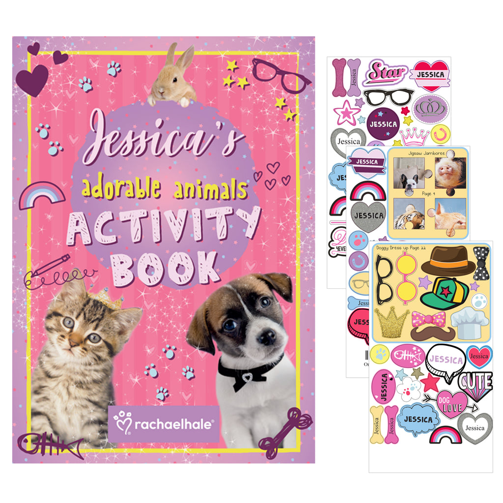 Personalised Rachael Hale Adorable Animals Activity Book With Stickers | Books | Inspired Creative Gifts