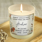 Personalised Robins Appear Memorial Scented Jar Candle | Memorial Gift