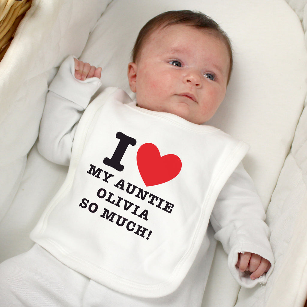 Personalised I HEART 0-3 Months Baby Bib | New Baby Gift