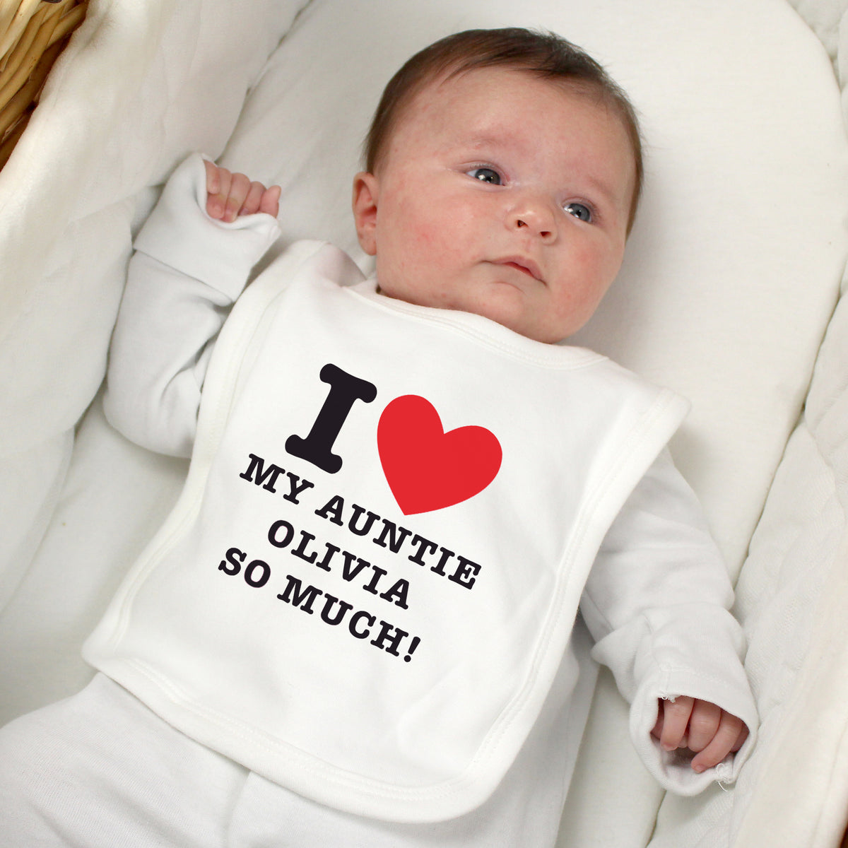 Personalised I HEART 0-3 Months Baby Bib | New Baby Gift