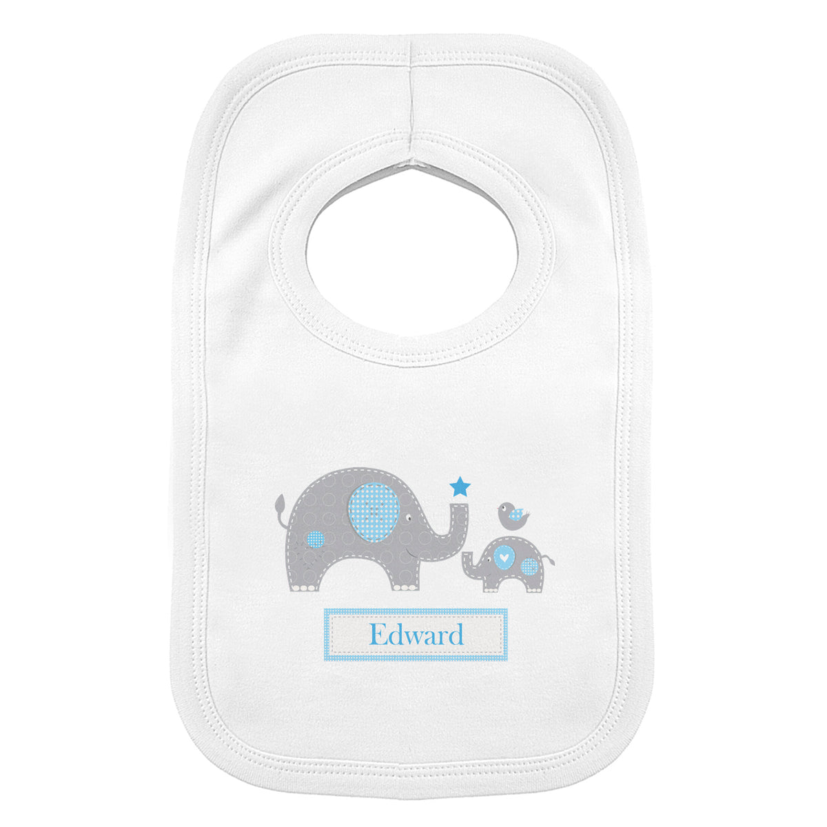 Personalised Blue Elephant 0-3 Months Baby Bib for New Baby