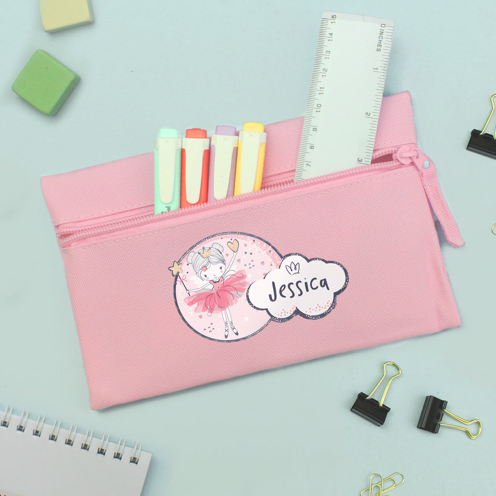 Personalised Princess Ballerina Pink Pencil Case | Stationery & Pens