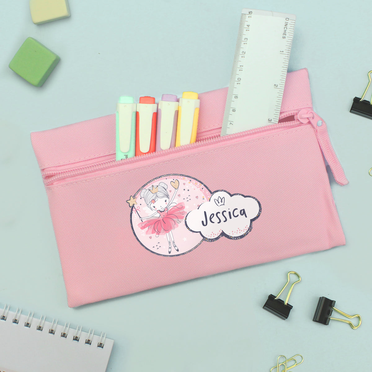 Personalised Princess Ballerina Pink Pencil Case | Stationery & Pens