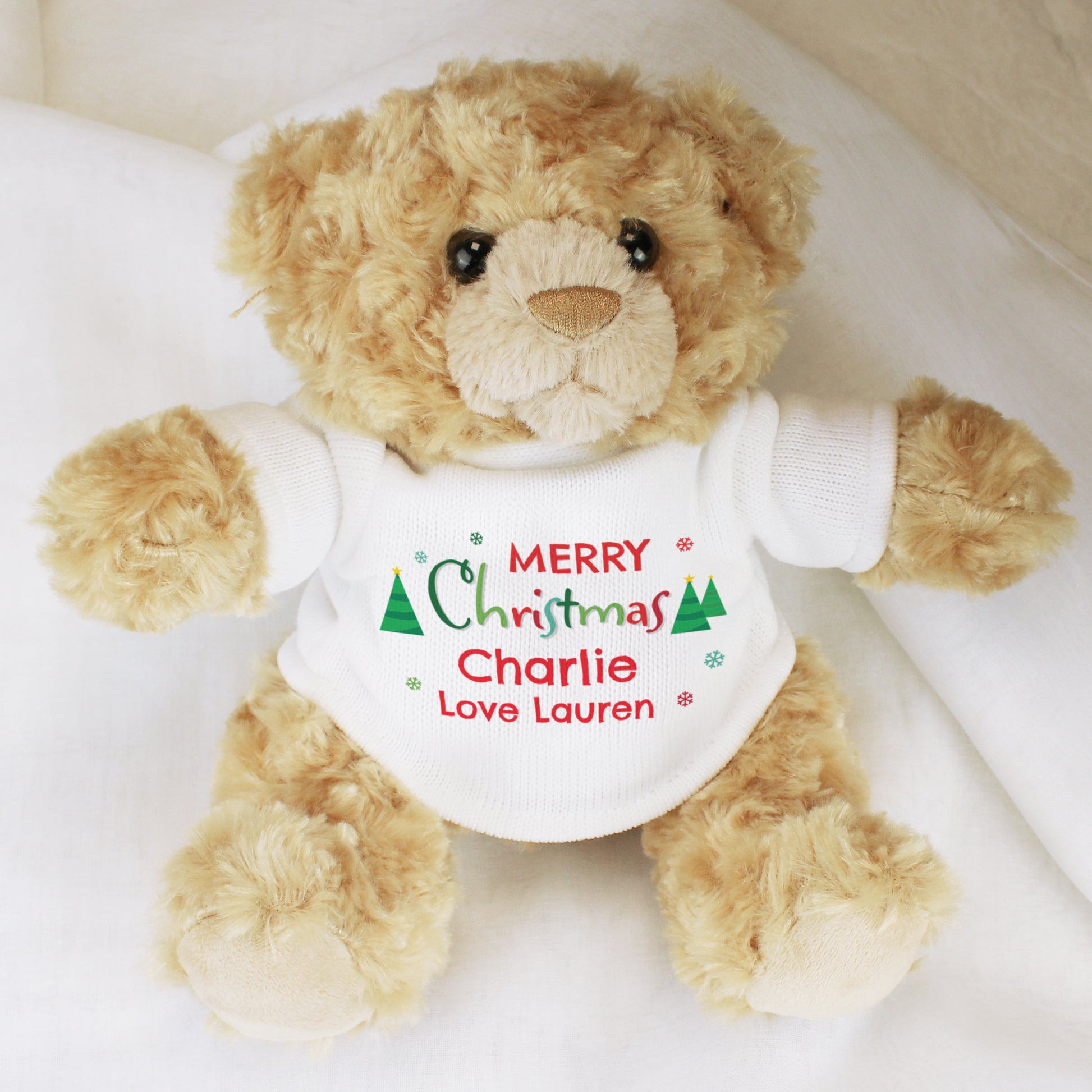Personalised Merry Christmas Teddy Bear - Plush Soft Toy - Inspired Creative Gifts