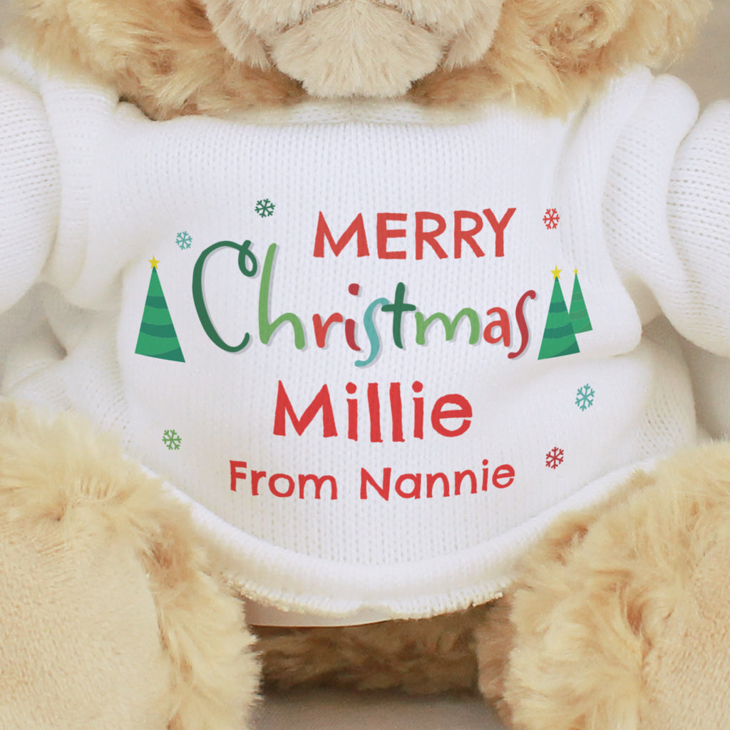 Personalised Merry Christmas Teddy Bear - Plush Soft Toy - Inspired Creative Gifts