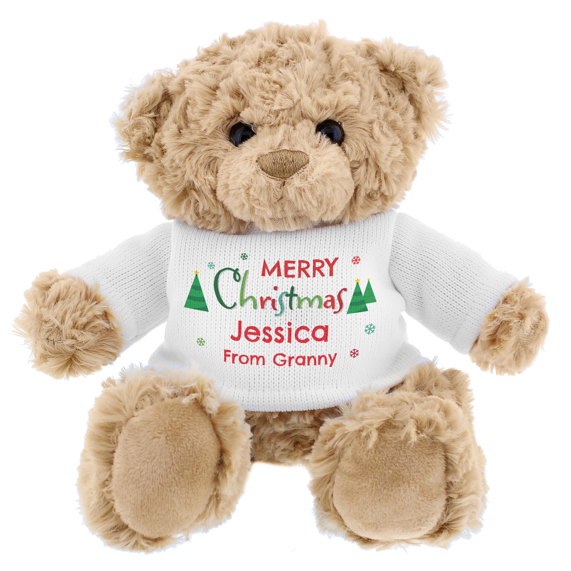 Personalised Merry Christmas Teddy Bear - Plush Soft Toy - Inspired Creative Gifts