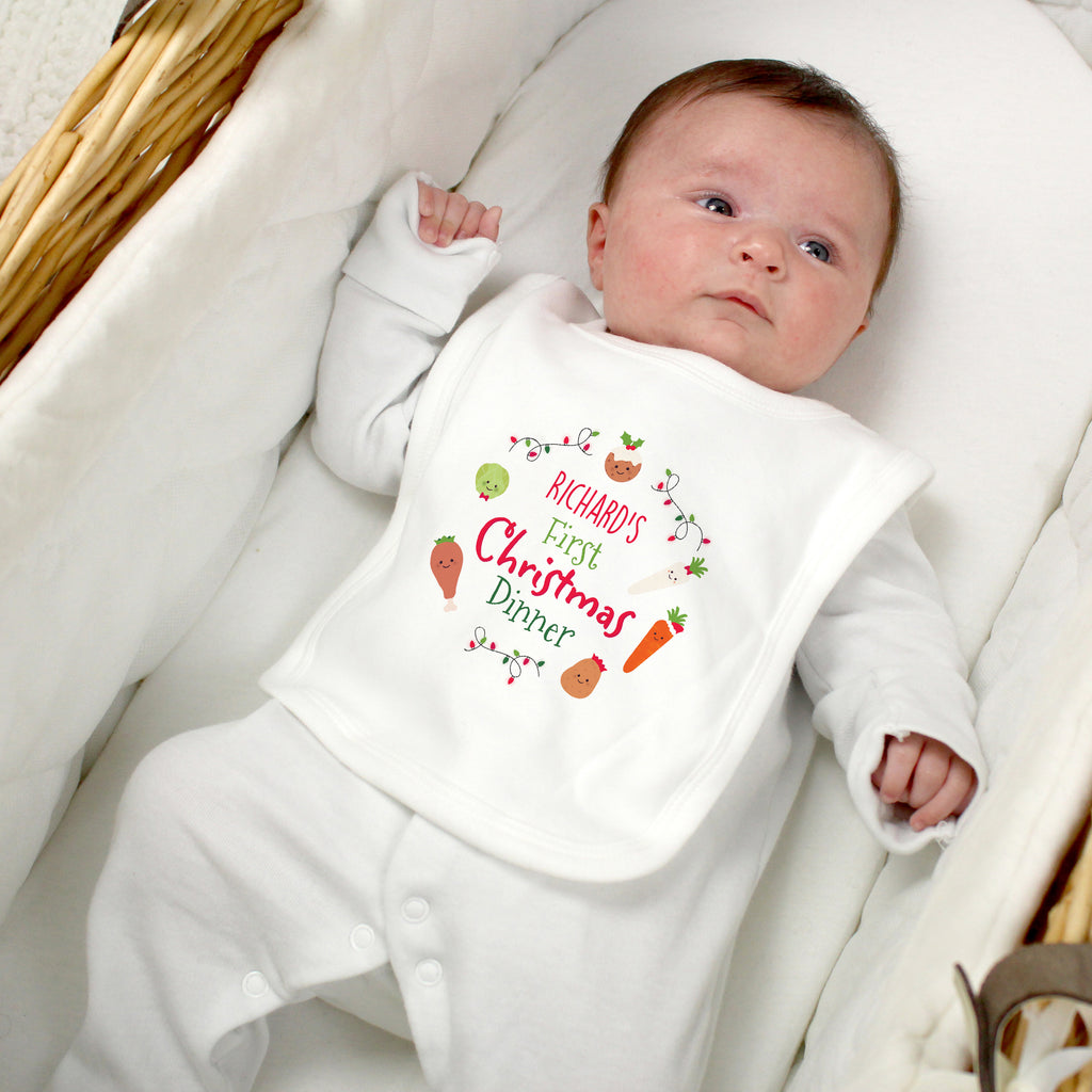 Personalised 'First Christmas Dinner' Bib | Christmas Gift