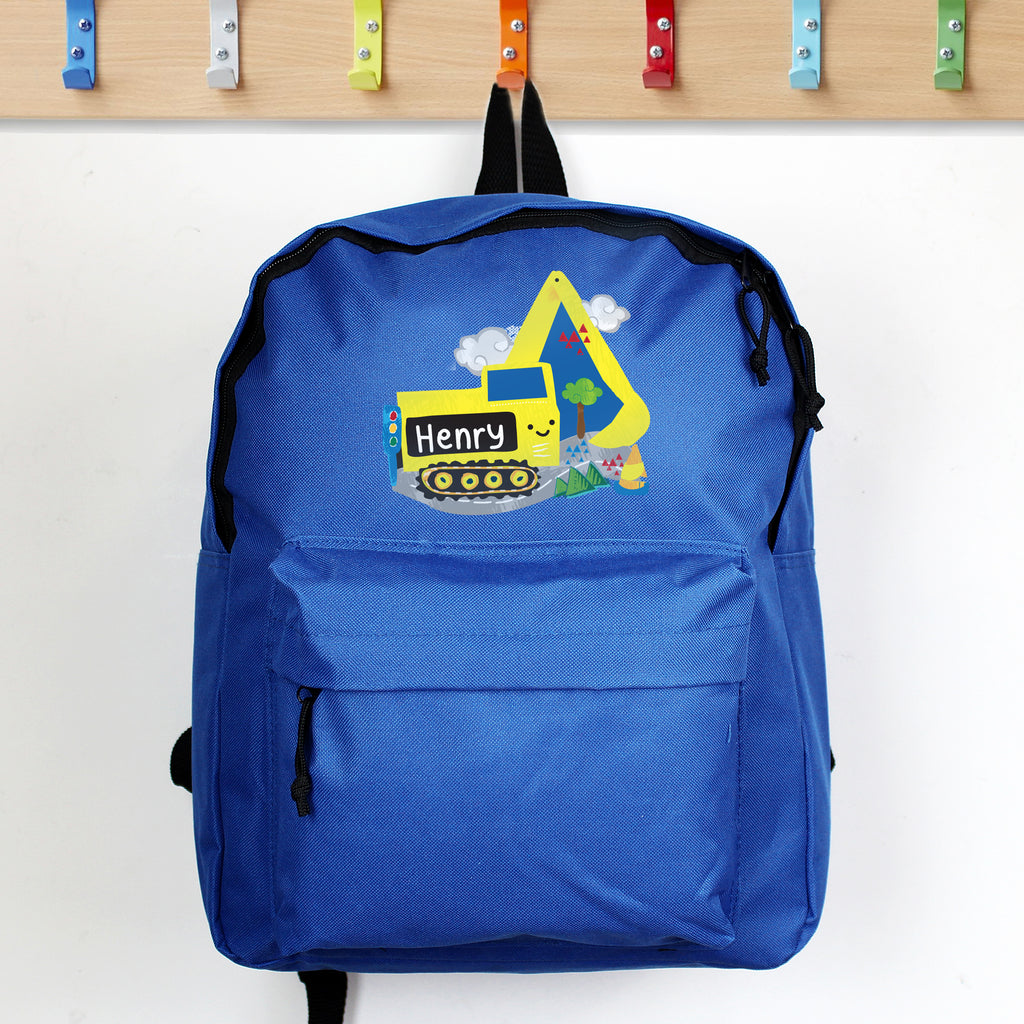 Personalised Digger Blue Backpack | Textiles | Christmas Gift