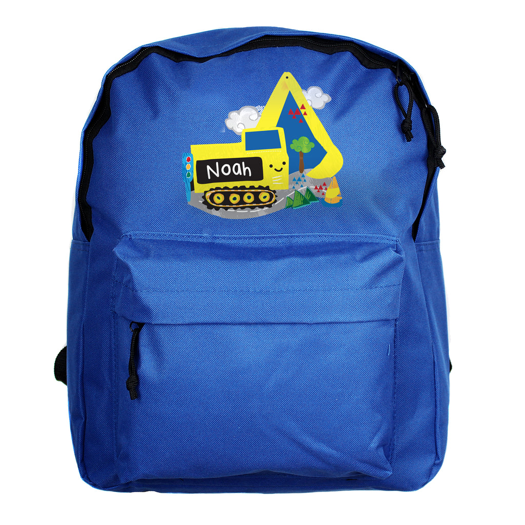 Personalised Digger Blue Backpack | Textiles | Christmas Gift