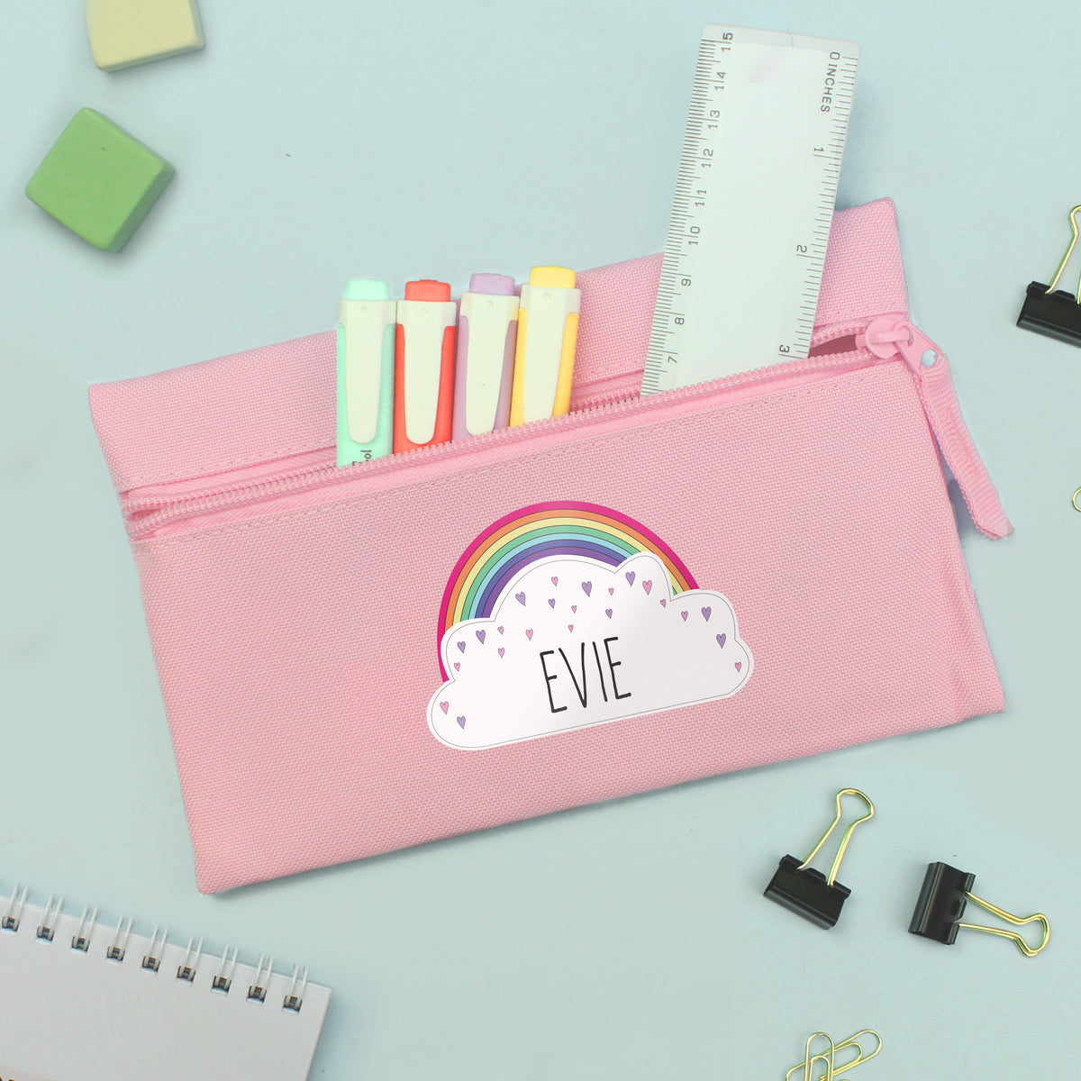 Personalised Rainbow Pink Pencil Case | Stationery & Pens | Birthday Gift
