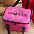 Personalised Gold Heart Pink Lunch Bag for Birthday