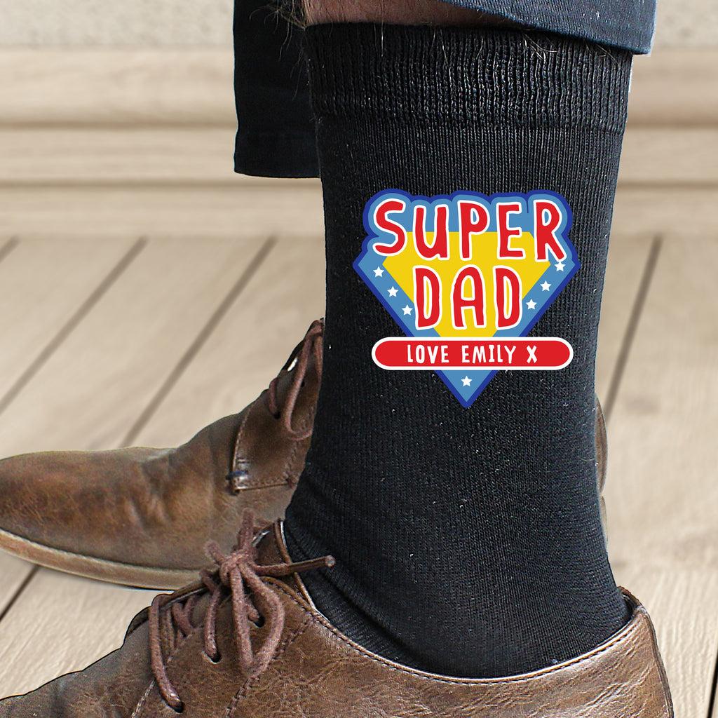 Personalised Super Dad Mens Socks | Clothing | Inspired Creative Gifts