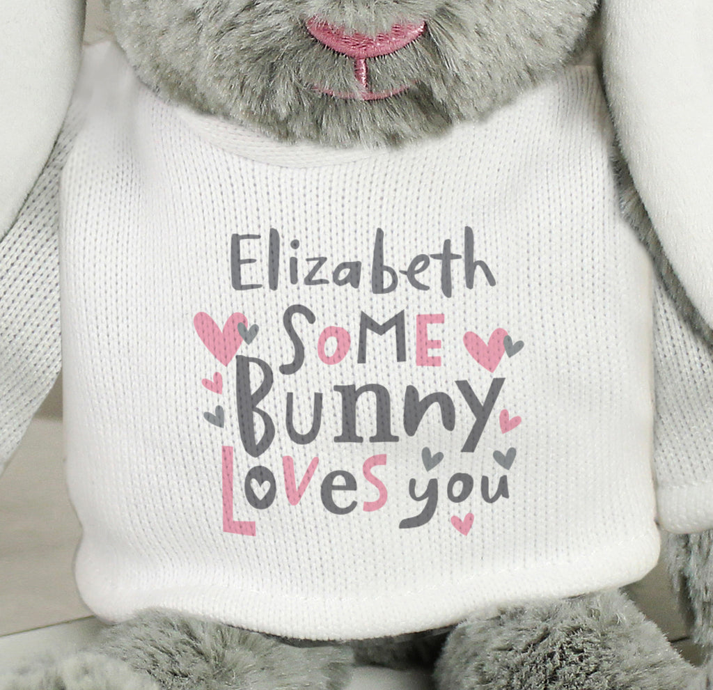 Personalised Some Bunny Loves You Bunny Rabbit - Plush Soft Toy - Inspired Creative Gifts