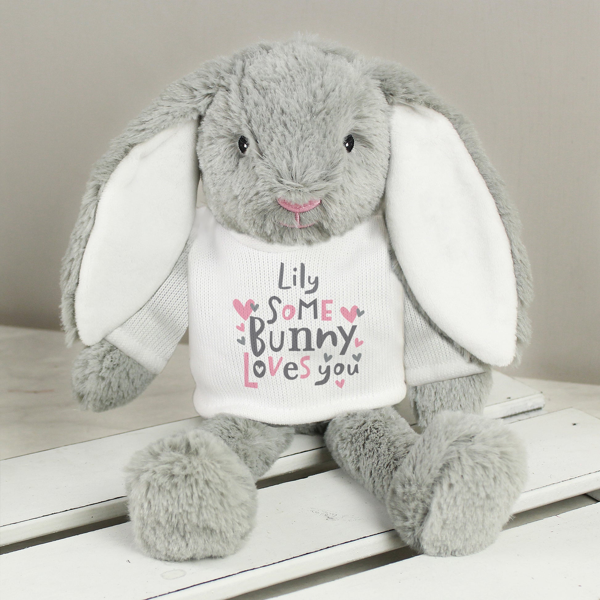 Personalised Some Bunny Loves You Bunny Rabbit - Plush Soft Toy - Inspired Creative Gifts