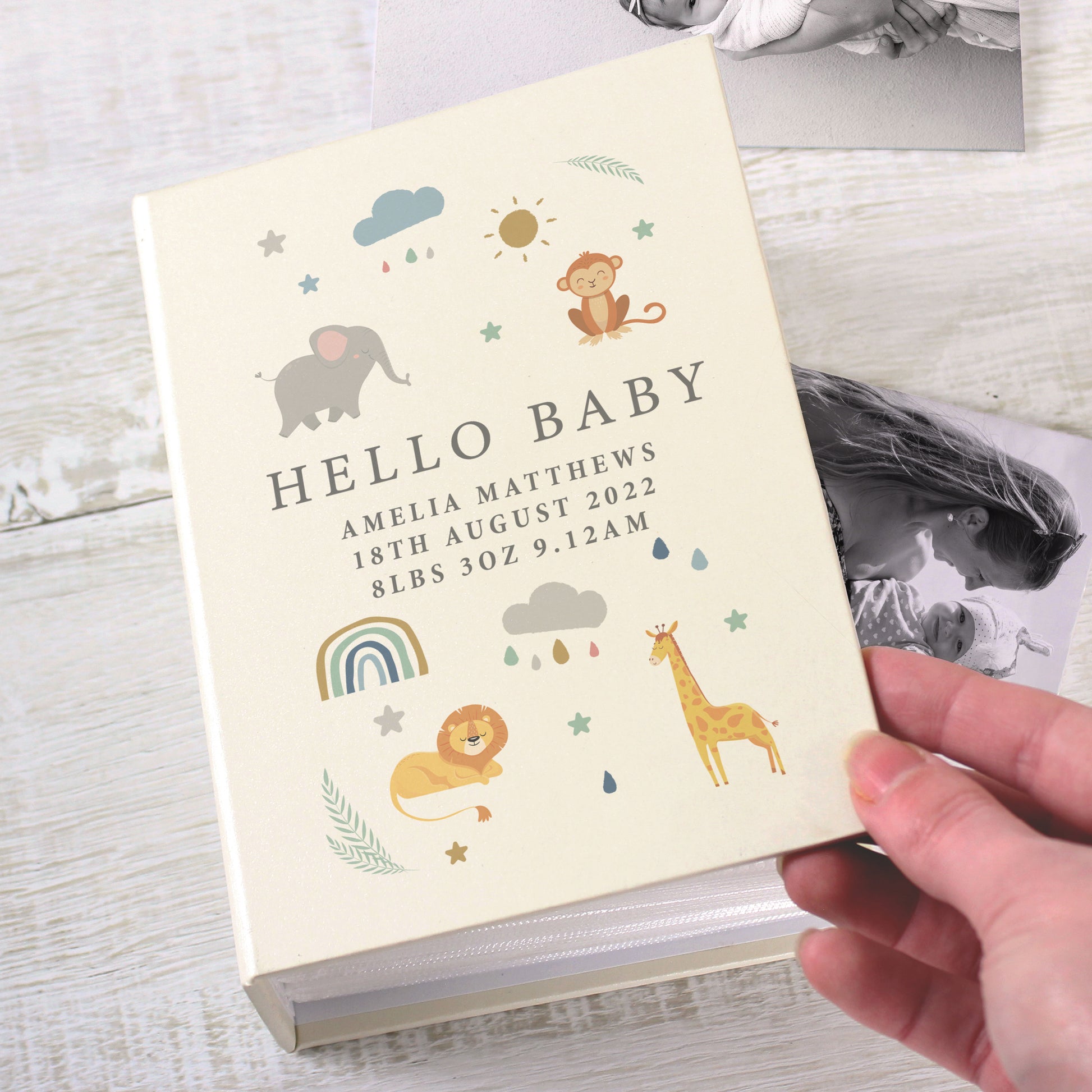 Personalised Safari Animals 6x4 Photo Album with Sleeves - Photo Album - Inspired Creative Gifts