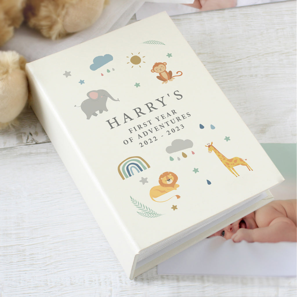 Personalised Safari Animals 6x4 Photo Album with Sleeves - Photo Album - Inspired Creative Gifts