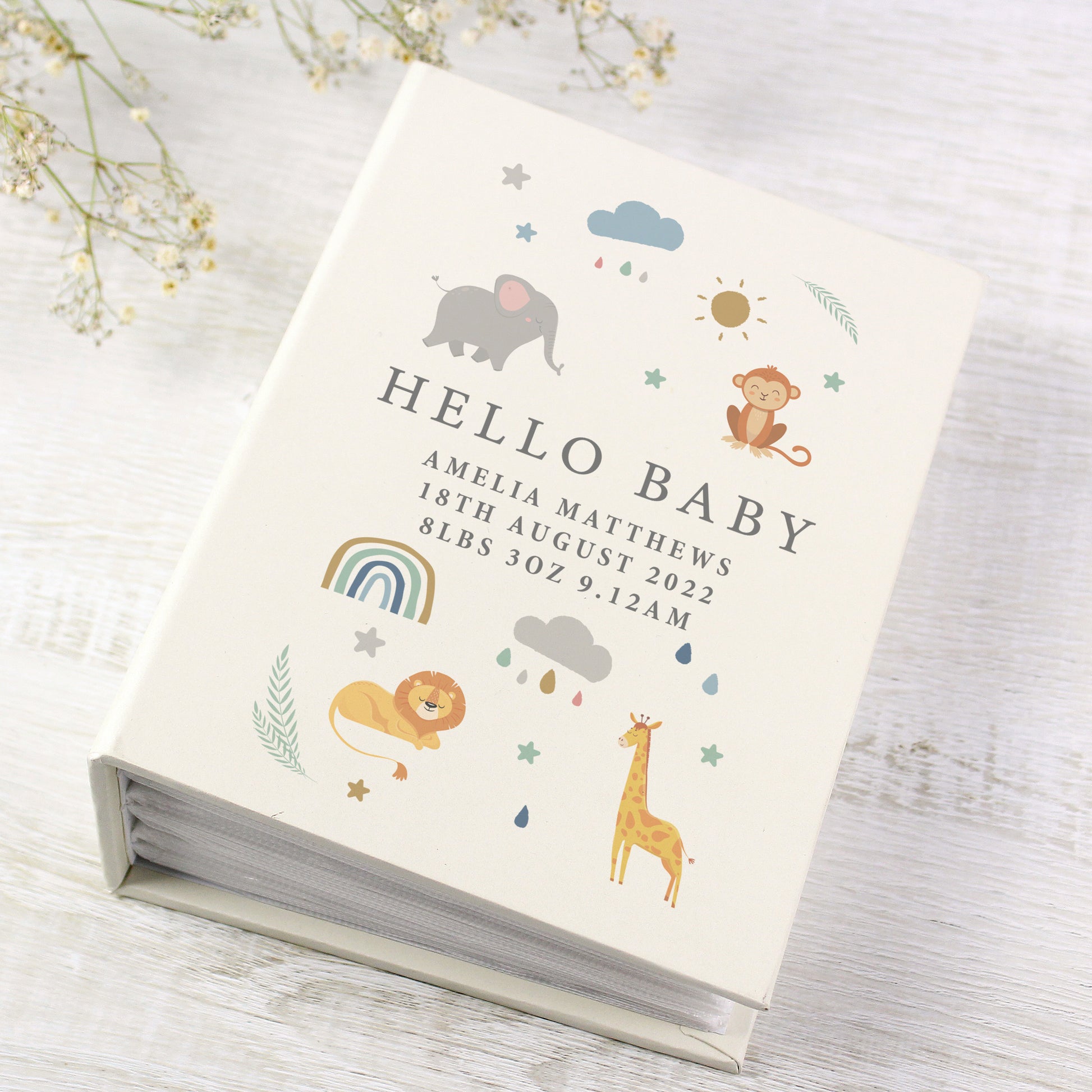 Personalised Safari Animals 6x4 Photo Album with Sleeves - Photo Album - Inspired Creative Gifts