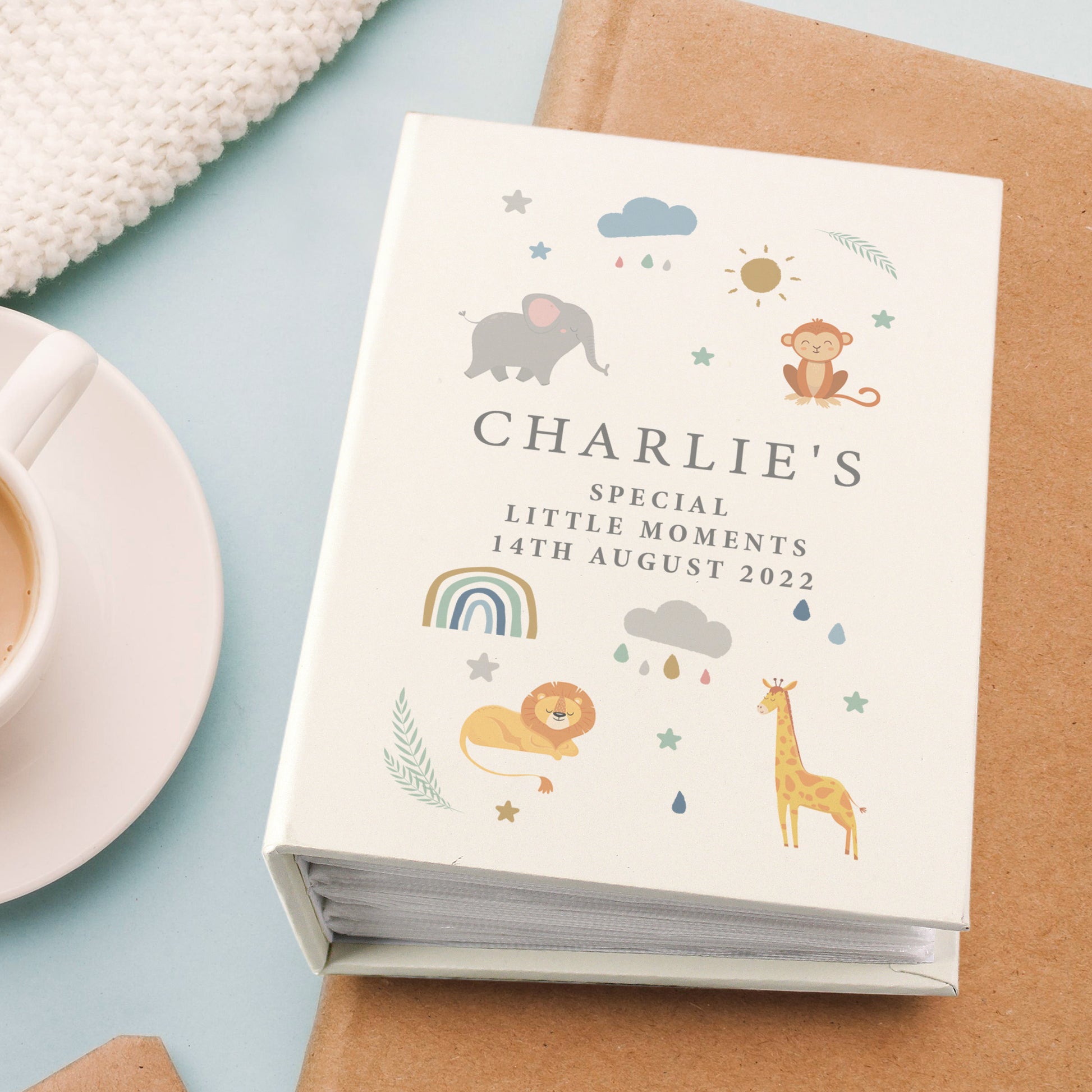 Personalised Safari Animals 6x4 Photo Album with Sleeves - Photo Album - Inspired Creative Gifts