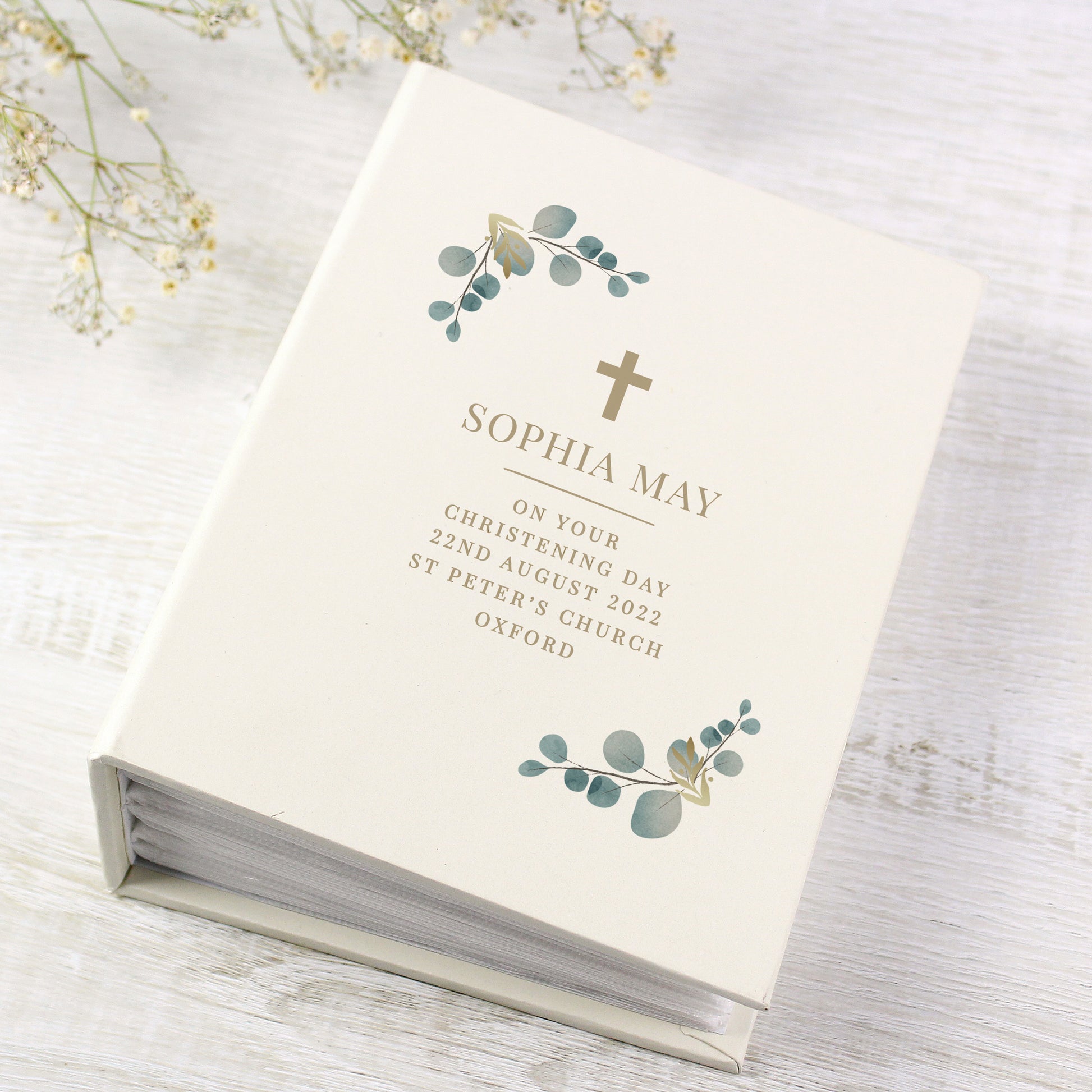 Personalised Botanical Cross 6x4 Photo Album with Sleeves - Photo Album - Inspired Creative Gifts