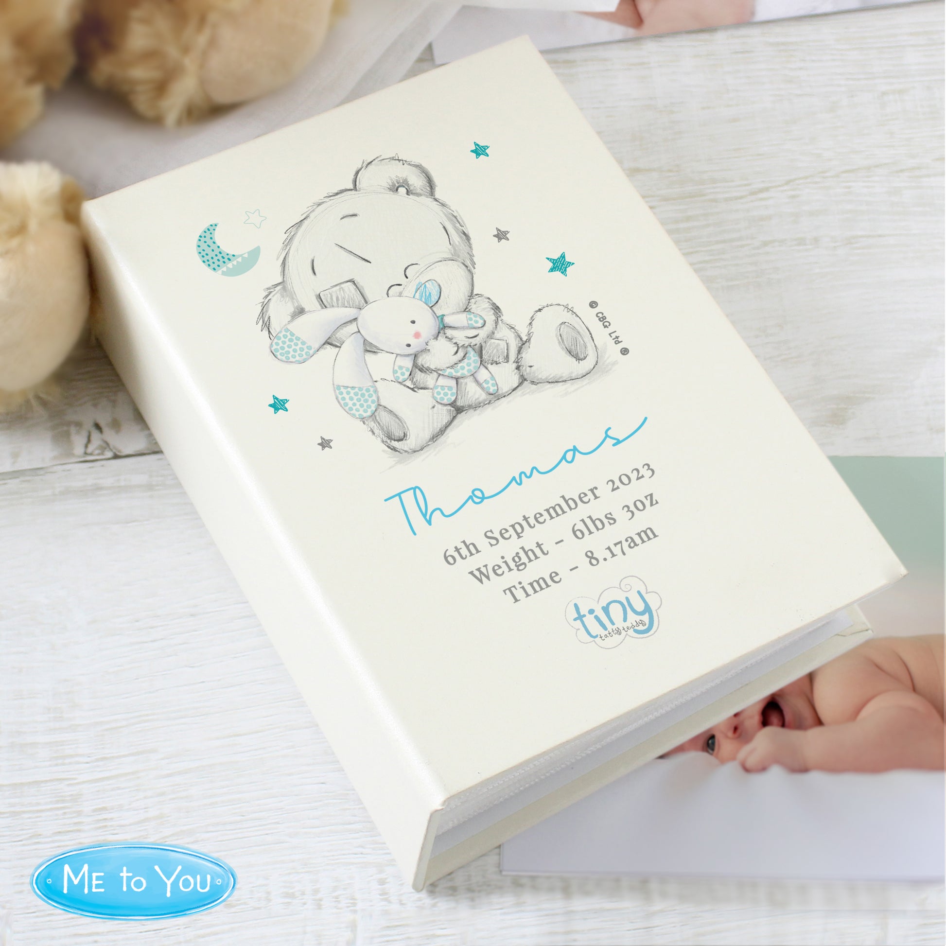 Personalised Tiny Tatty Teddy Blue 6x4 Photo Album with Sleeves - Inspired Creative Gifts