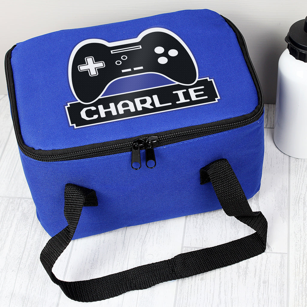 Personalised Gaming Blue Lunch Bag | Textiles