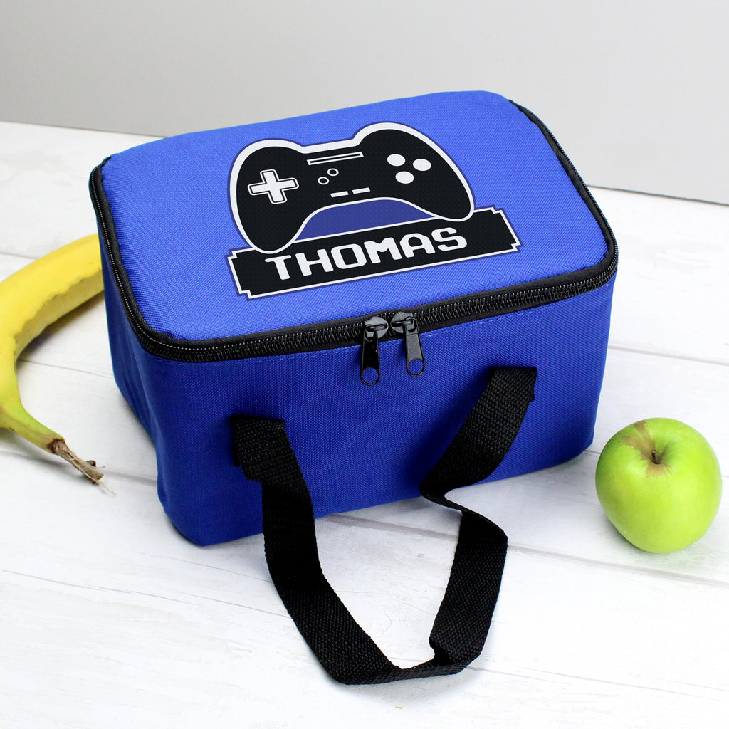 Personalised Gaming Blue Lunch Bag | Textiles