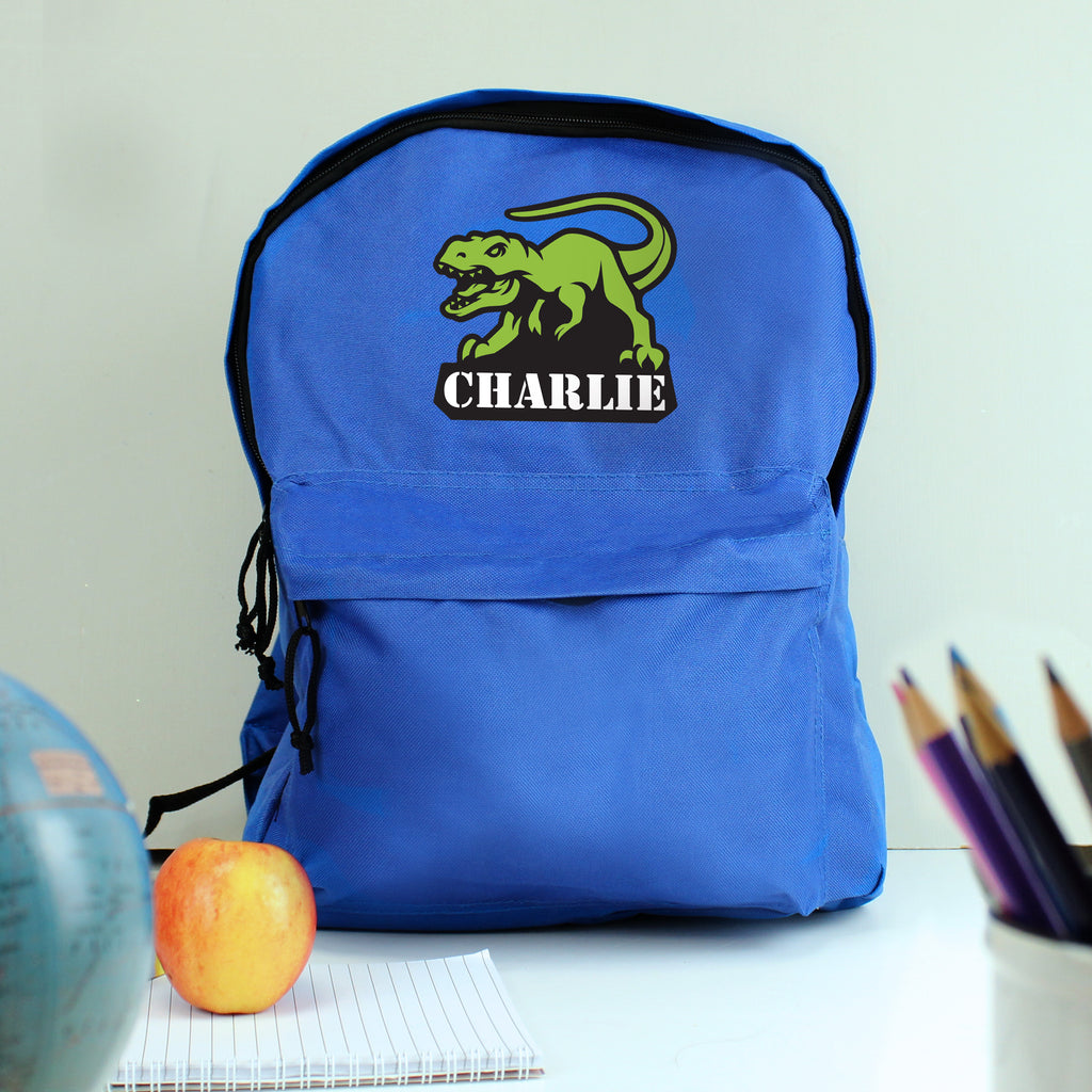 Personalised Dinosaur Blue Backpack | Textiles