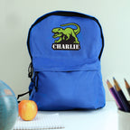 Personalised Dinosaur Blue Backpack | Textiles