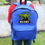 Personalised Dinosaur Blue Backpack | Textiles