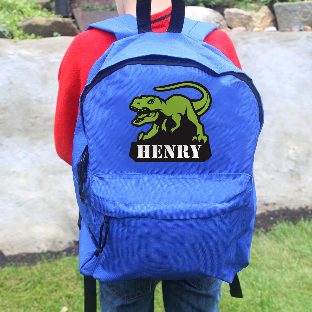 Personalised Dinosaur Blue Backpack | Textiles