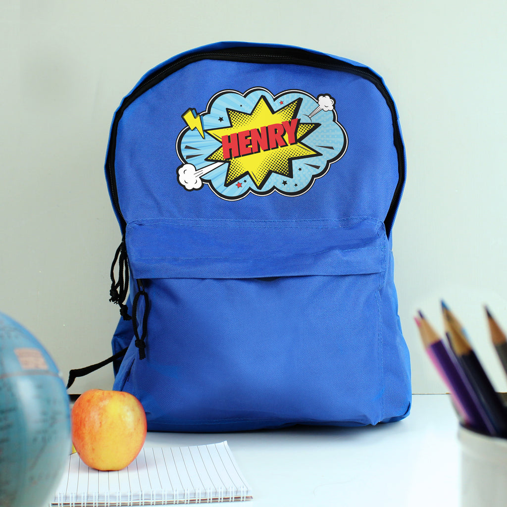 Personalised Superhero Blue Backpack | Christmas Gift