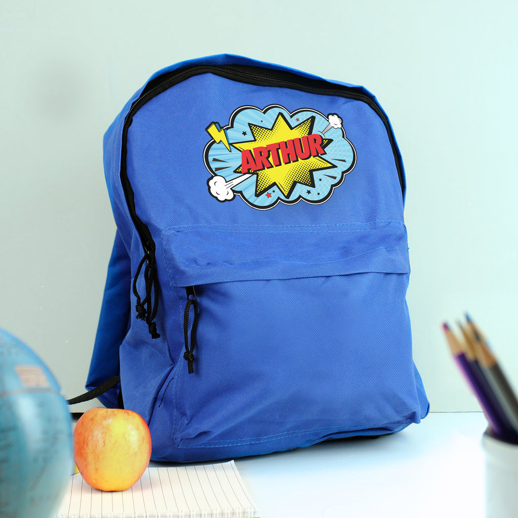 Personalised Superhero Blue Backpack | Christmas Gift